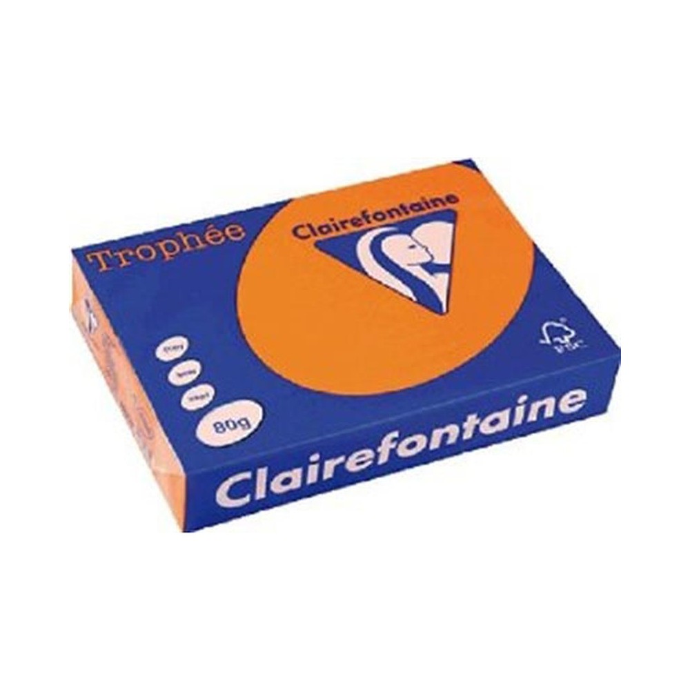 CLAIREFONTAINE (PAQ  500 HOJAS) FORMATO A4 80 GR  COLORES INTENSOS NARANJA