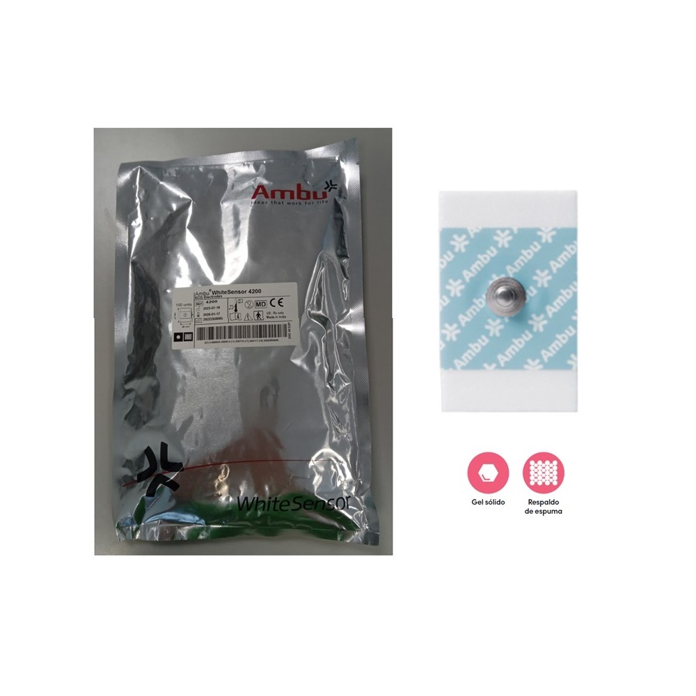 electrodo desechable para ecg ambu white sensor 4200  28x44