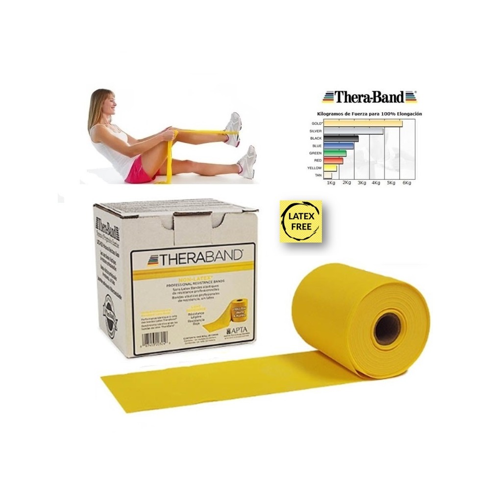 cinta elastica amarilla thera band 455m x 15cm resistencia 