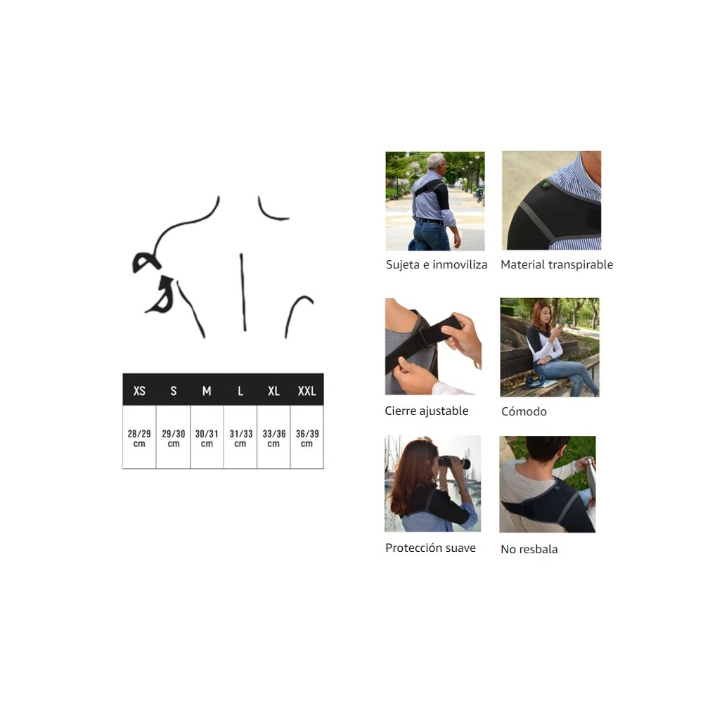 hombrera ajustable de neopreno negra talla l caballero y muj