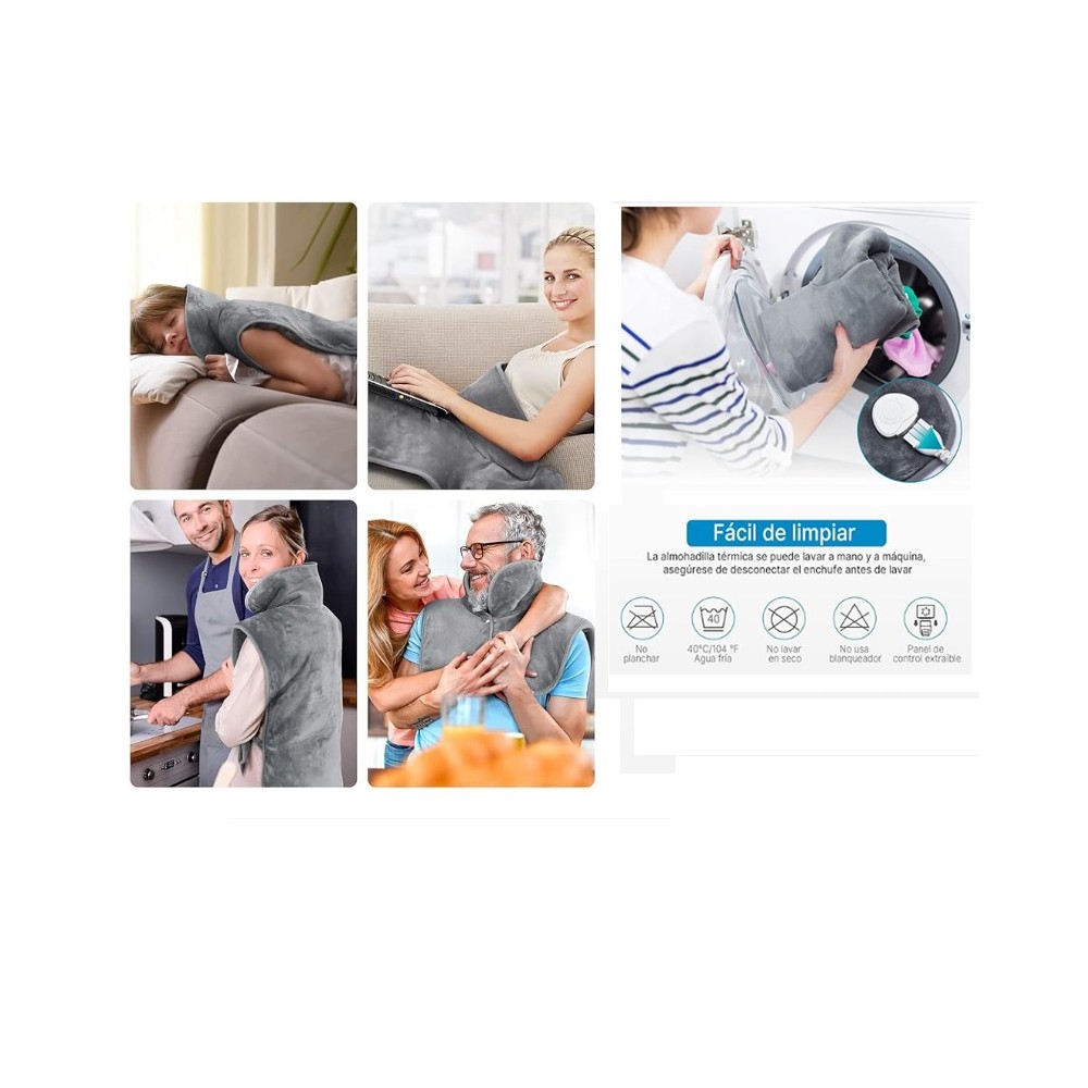 manta termica electrica 60 x 90 cm gris extragrande gris c