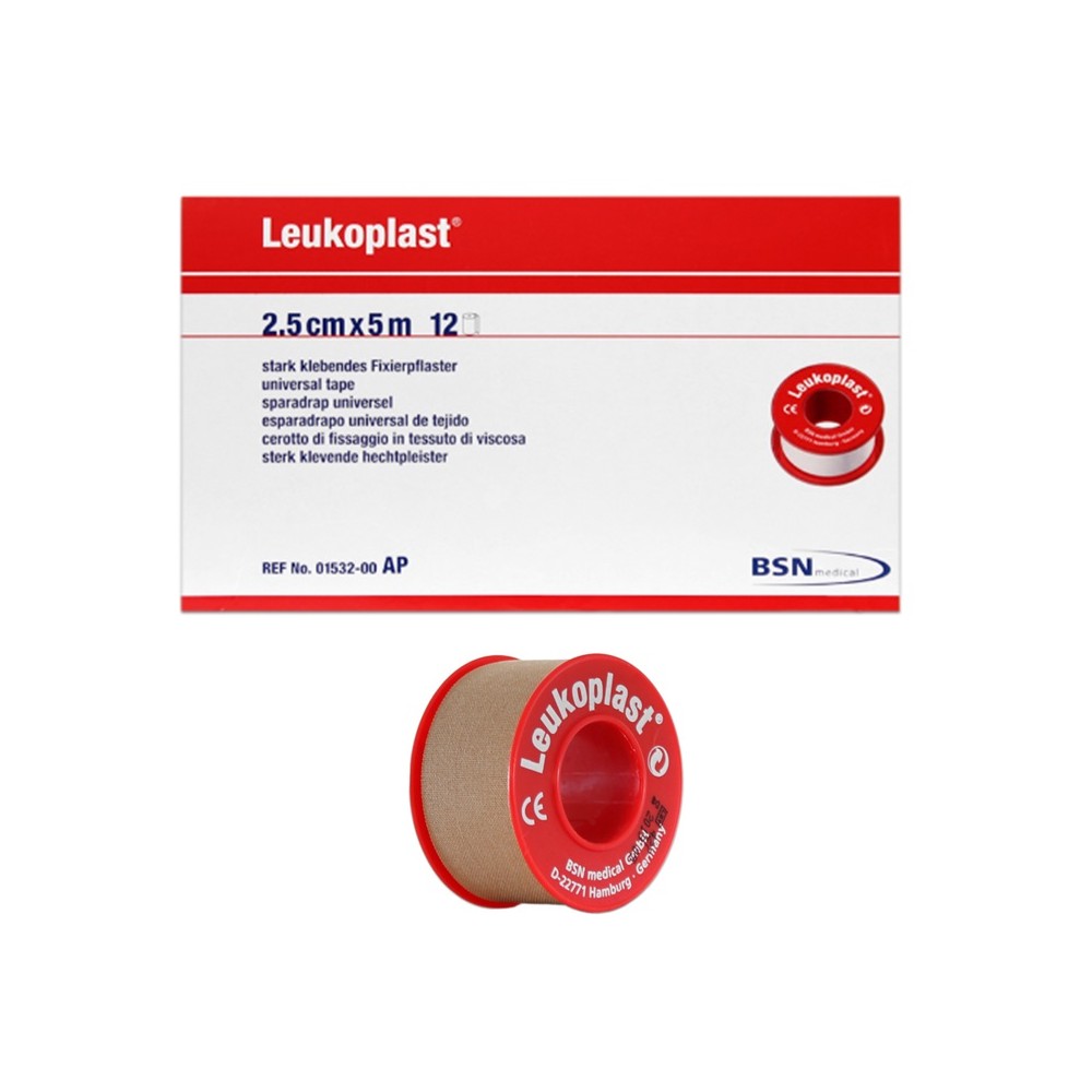 esparadrapo tela 25 cm x 5 m color beige leukoplast paq 1