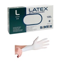 guantes latex blanco sin polvo 50 gr talla l santex paq 