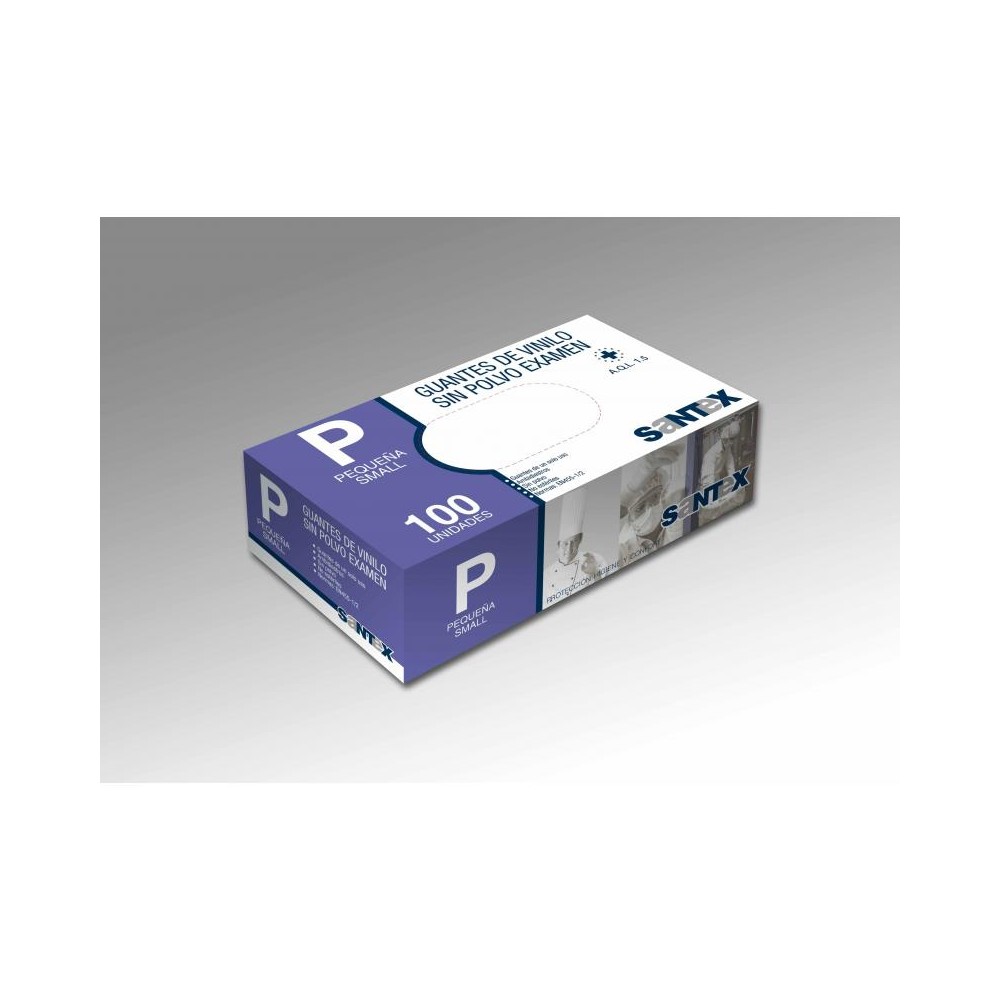 guantes vinilo transparentes sin polvo talla s santex  paq