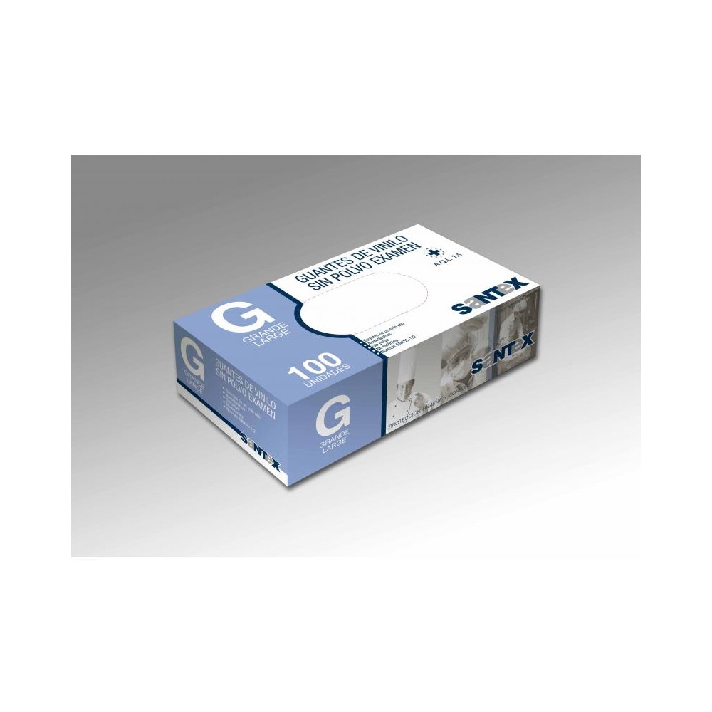 guantes vinilo transparentes sin polvo talla l santex  paq