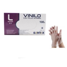 guantes vinilo transparentes sin polvo talla l santex  paq