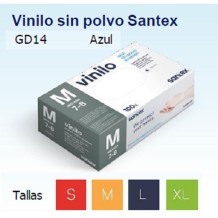 guantes vinilo azul sin polvo talla s santex paq 100 uds