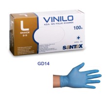guantes vinilo azul sin polvo talla l santex paq 100 uds