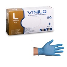 guantes vinilo azul sin polvo talla l santex paq 100 uds