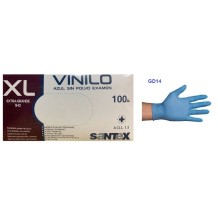 guantes vinilo azul sin polvo talla xl santex paq 100 uds