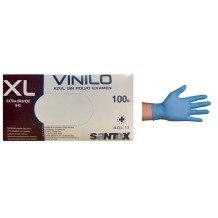 guantes vinilo azul sin polvo talla xl santex paq 100 uds