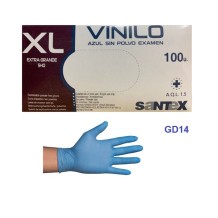 guantes vinilo azul sin polvo talla xl santex paq 100 uds