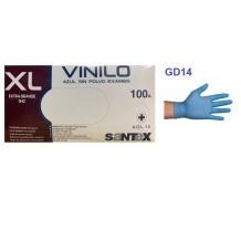 guantes vinilo azul sin polvo talla xl santex paq 100 uds