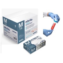 guantes nitrilo azul sin polvo 35 gr talla m santex nitrif