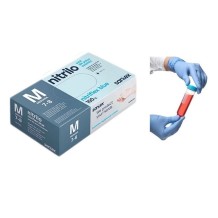 guantes nitrilo azul sin polvo 35 gr talla m santex nitrif