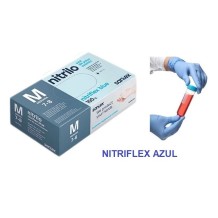 guantes nitrilo azul sin polvo 35 gr talla m santex nitrif