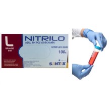 guantes nitrilo azul sin polvo 35 gr talla l santex nitrif