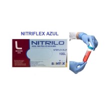guantes nitrilo azul sin polvo 35 gr talla l santex nitrif