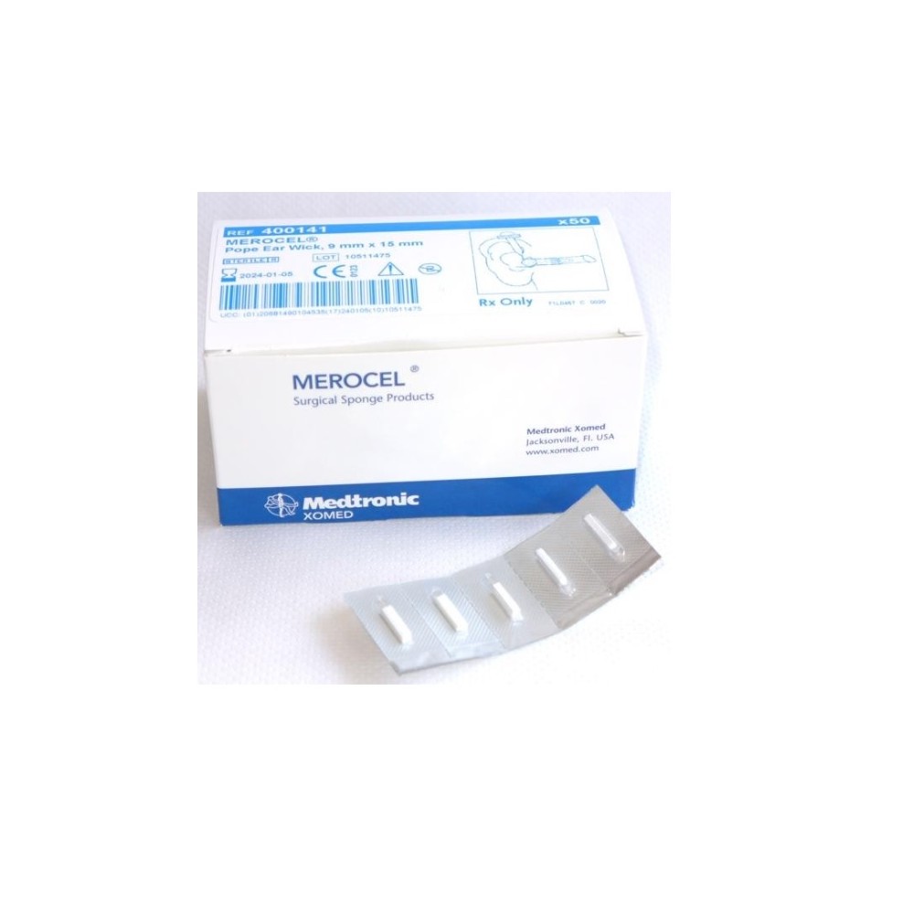 tapon otico postquirurgico gasa nasal 15cm merocel paq 50 