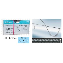 sutura no absorbible seda silkam trenzada 30 triangular 38
