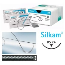 sutura no absorbible seda silkam trenzada 20 triangular 38