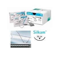 sutura no absorbible seda silkam trenzada 20 triangular 38