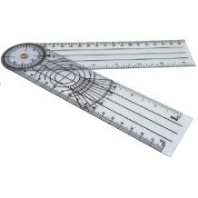 goniometro de plastico transparente rama 13 cm fulcro 180 i