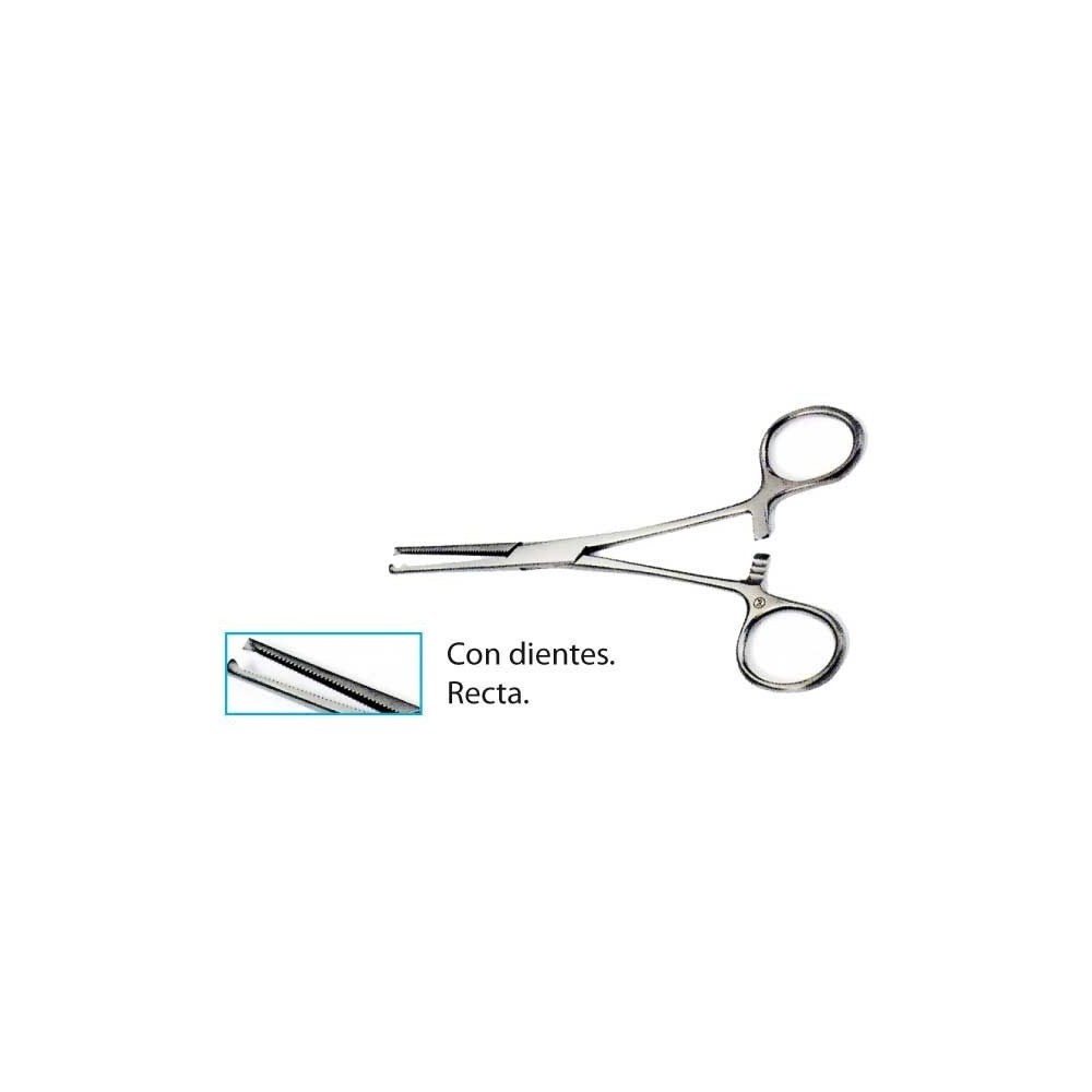 pinza kocher recta con dientes 14cm acero esteril unidad