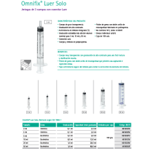 jeringa 3 cuerpos 10ml sin aguja cono luer excentrico omnifi