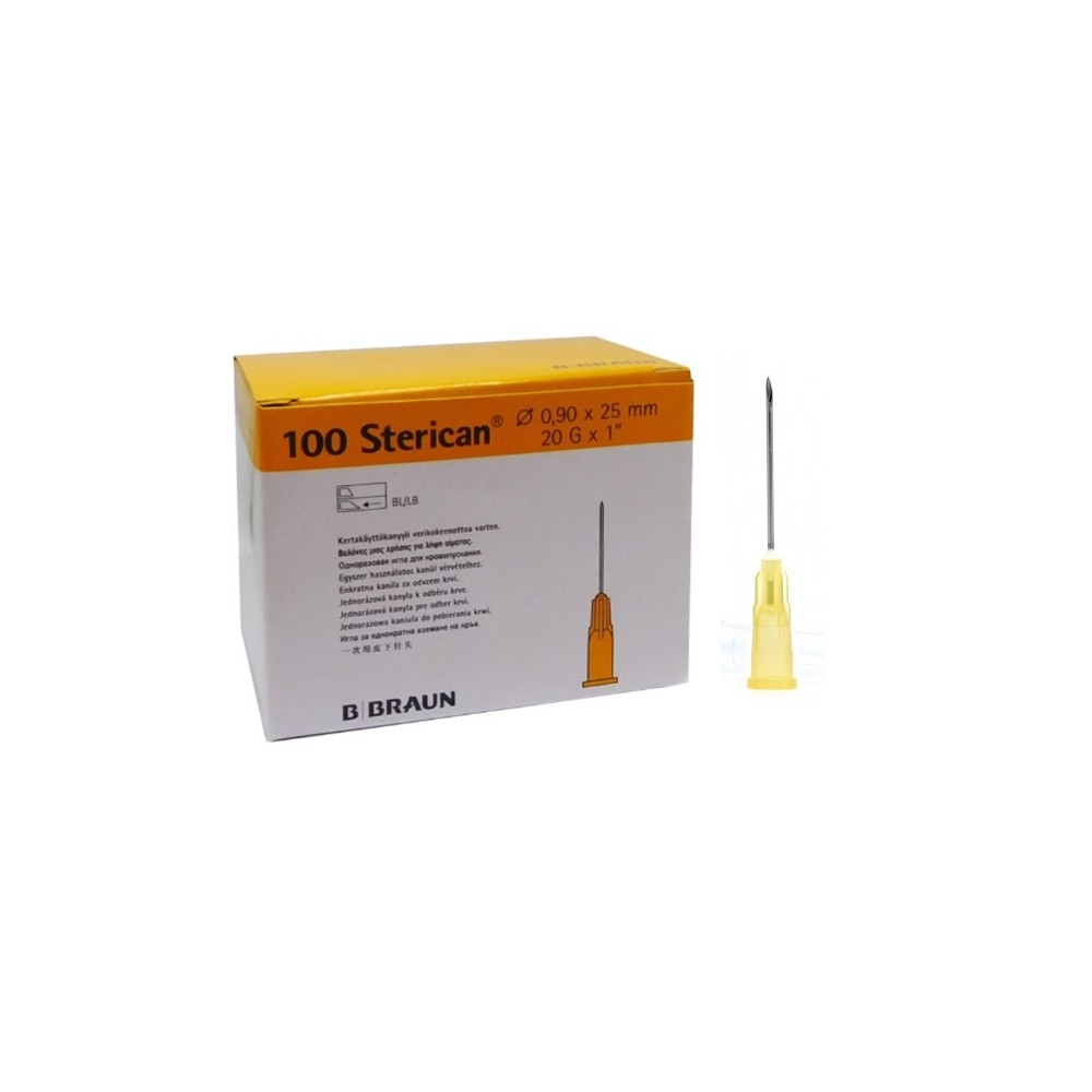 aguja hipodermica 20g 1 09mmx25mm amarillo braun sterican 