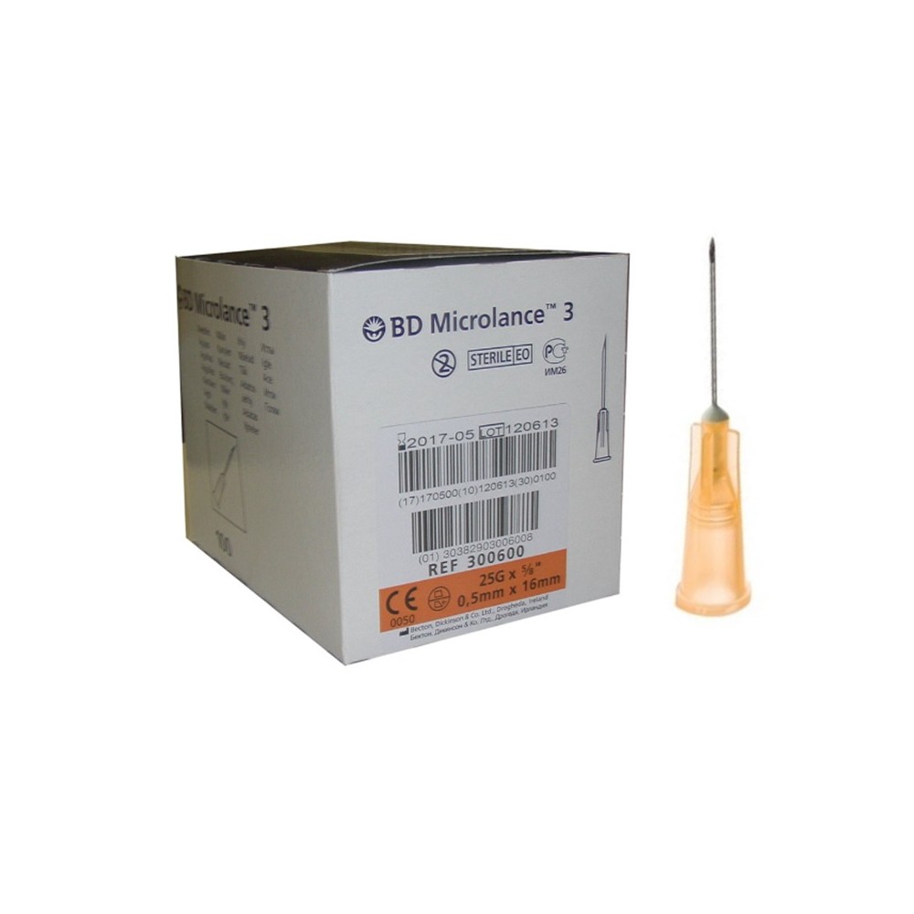 aguja hipodermica 25g 58 05mmx16mm naranja bd microlance 