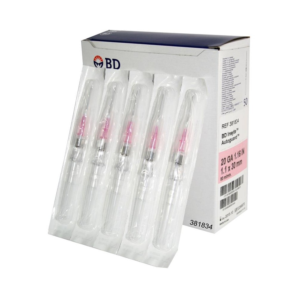 cateter iv de seguridad recto 20g 1 14 11mmx30mm rosa ins