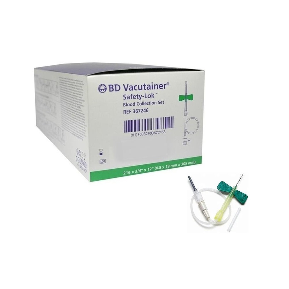 palomilla vacutainer 21g 08mmx19mm verde sin adaptador luer
