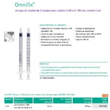 jeringa 3 cuerpos insulina 1ml sin aguja cono luer concentri