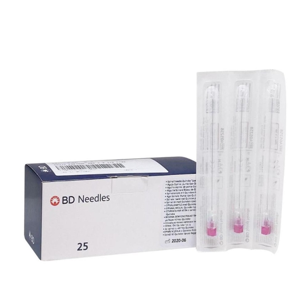 aguja espinal punta quincke 18g 3 12 12mmx90mm rosa bd p