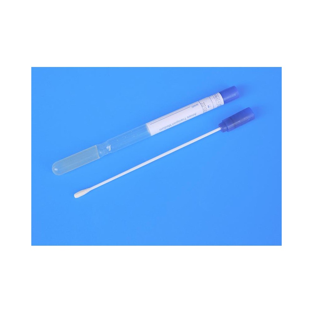 escobillon con tubo esteril y medio de transporte amies paq