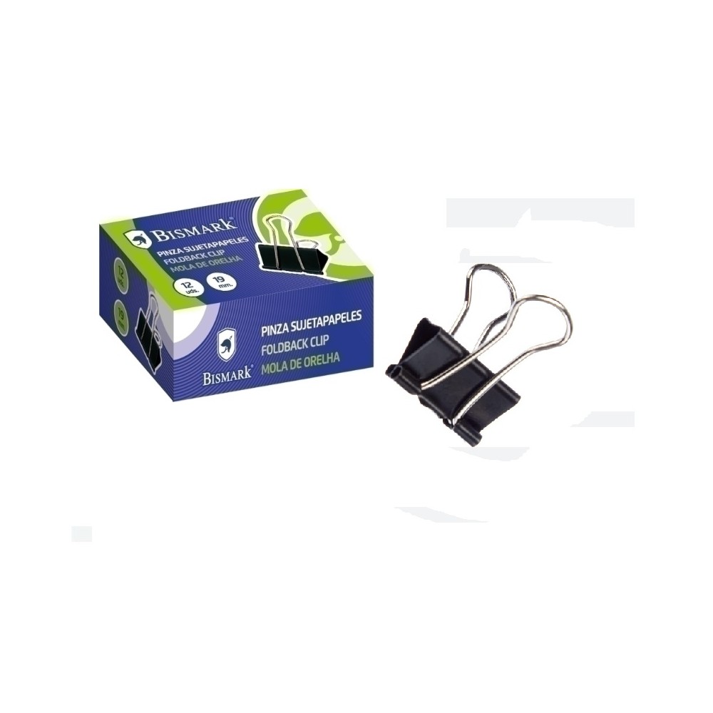pinza abatible estandar negra 19 mm paq 12 uds