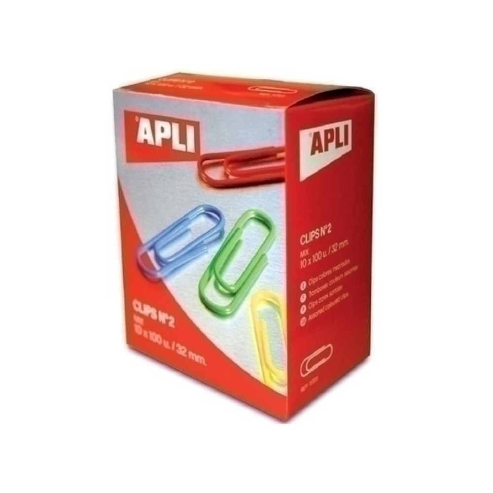 clips plano colores surtidos 32 mm apli paq 100 uds
