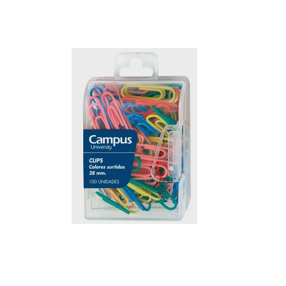 clips plano colores surtidos 28 mm campus paq 100 uds