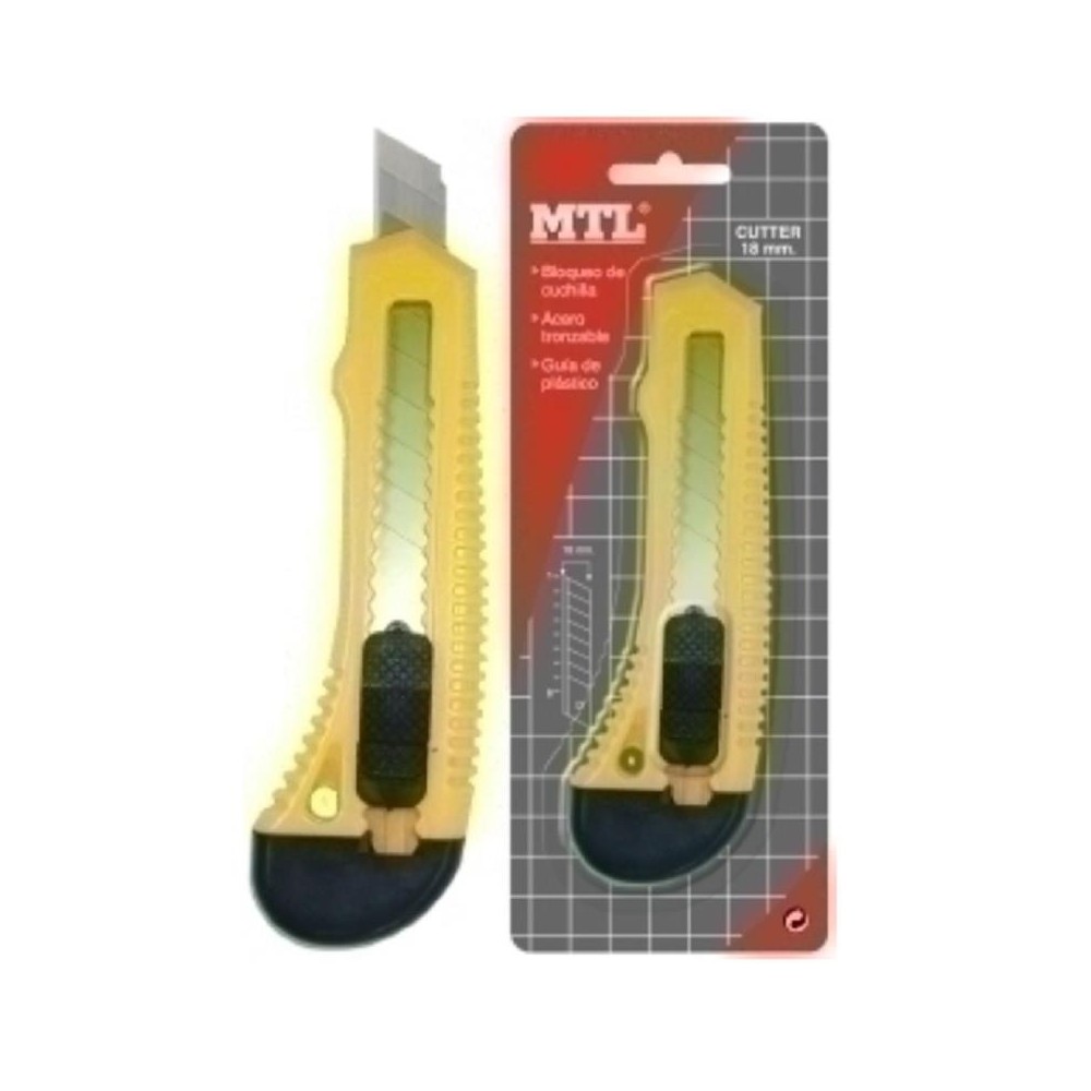 cutter 18mm con guia plastico con cuchilla bloqueo segurida