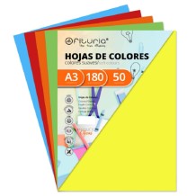 cartulina a3 colores surtidos 180 gr paq 50 uds