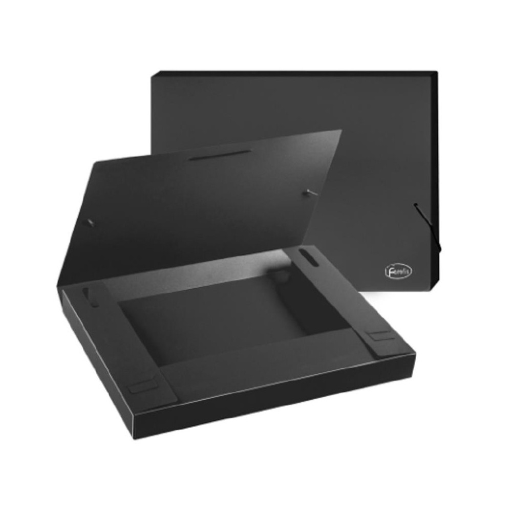 carpeta de proyectos a4 negra de pp con gomas lomo 3 cm uni