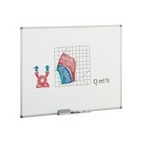 pizarra blanca 122 x 150 cm con marco de aluminio y cajetin 