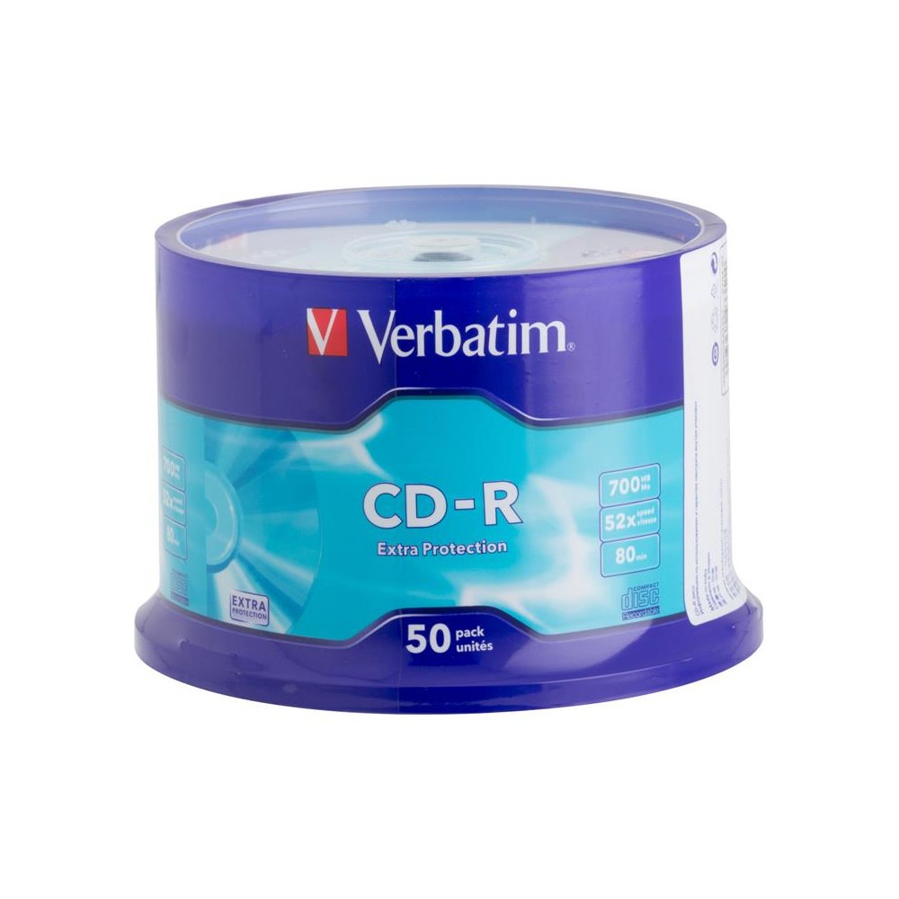 verbatim cdr bobina extra protection 52x700mb 80min paq 5