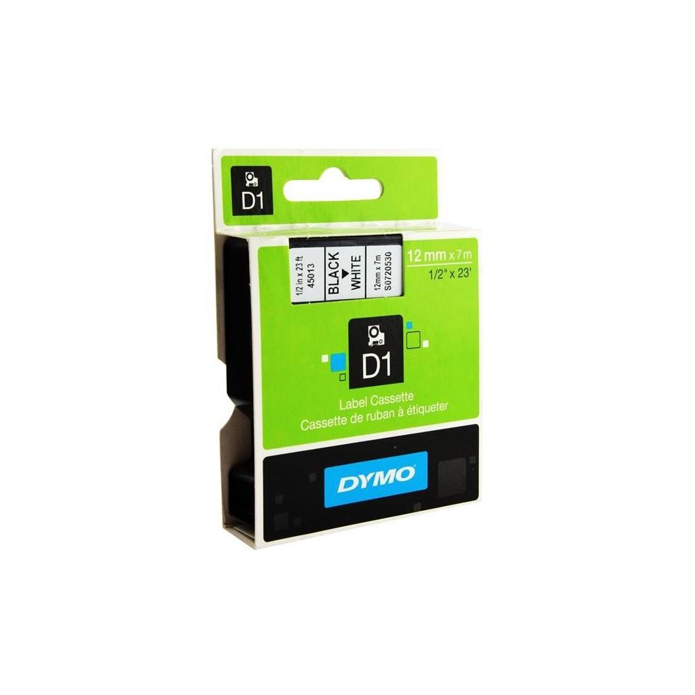 cinta dymo d1 12mmx7m negro sobre blanco