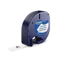 cinta dymo letra tag de plastico letra negra  fondo blanco