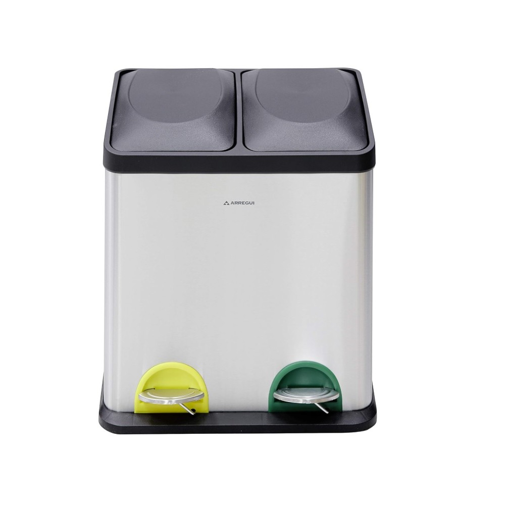 cubo basura tapa basculante 30l 2 compartimentos 2x15l 34x41