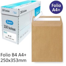 sobrebolsa sam 250x353 mm kraft 90 gr autoadhesivo caja 