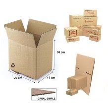 caja carton embalaje canal simple 29x17x38cm marron unidad