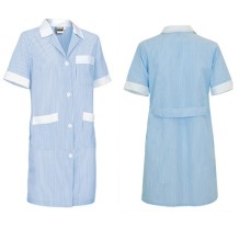 bata personal limpieza azul detalles blancos manga corta tal